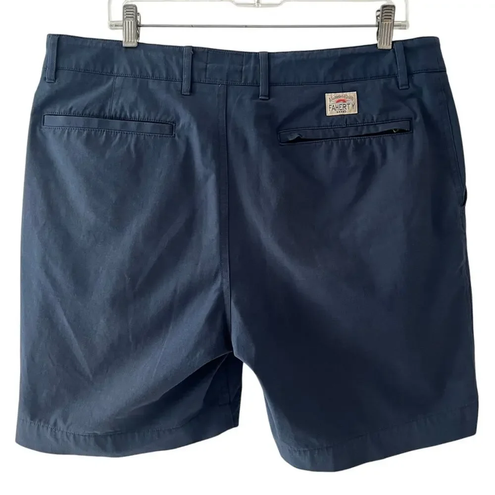 Faherty All Day Shorts Men 34 Blue Performance Stretch Quick Dry Lightweight